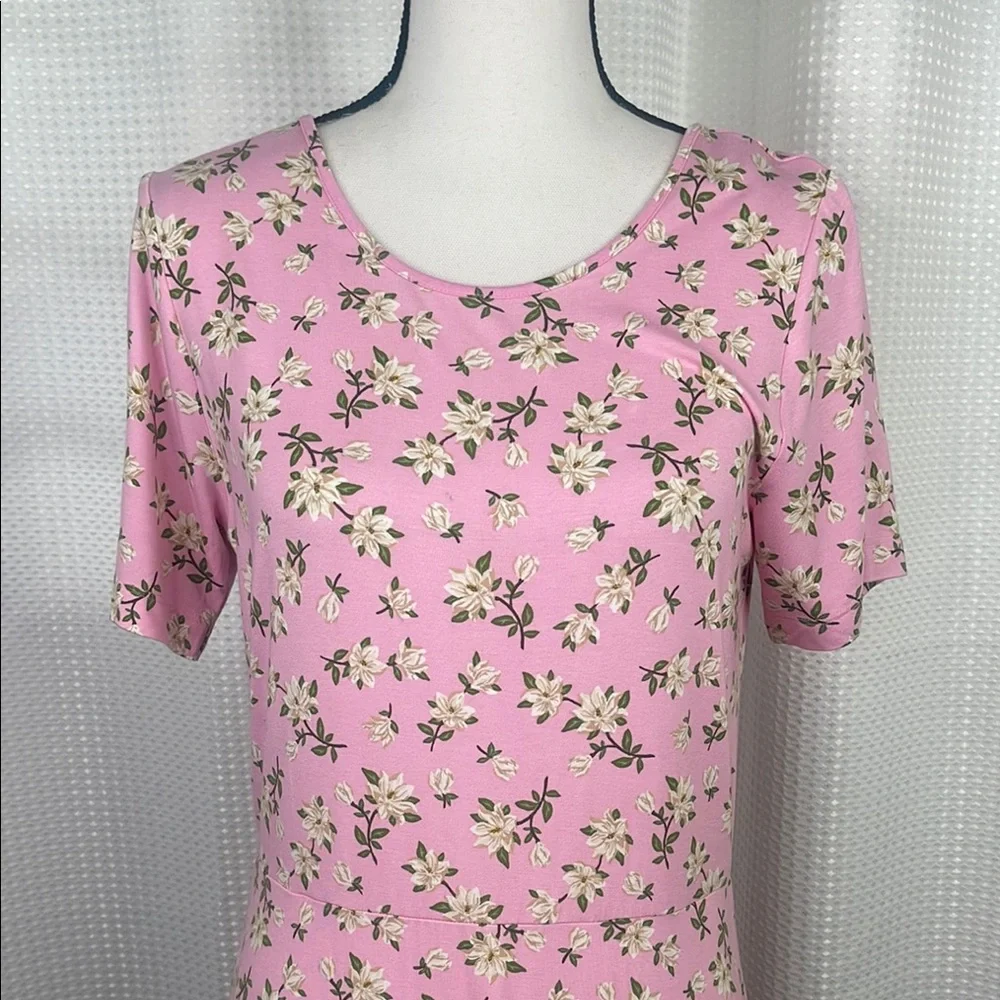 Draper James Tammy T-Shirt Dress Midi Stretch Magnolia Print NWT Sz M